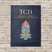 Thumbnail for Podgorica Airport TGD - Canvas No Frame - Navy Blue