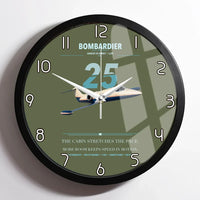 Thumbnail for Bombardier Learjet 25 design on green army framed wall clock