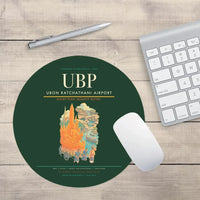 Thumbnail for Ubon Ratchathani Airport (UBP) design on dark green round mouse pad