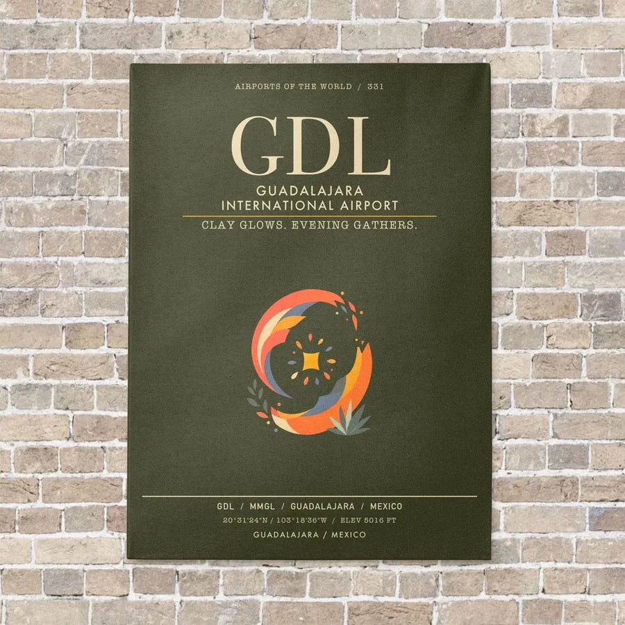 Guadalajara International Airport GDL - Canvas Framed - Green Army