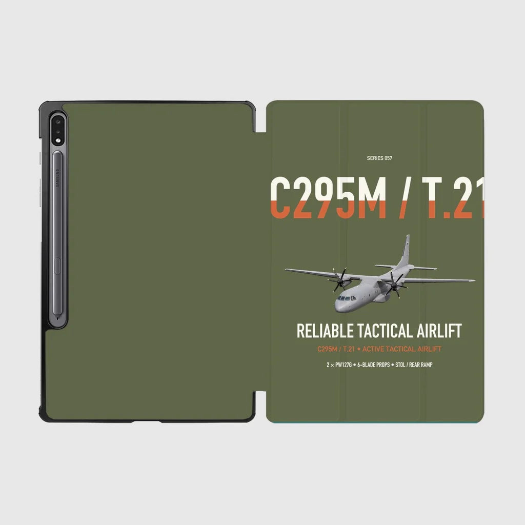 Airbus C295M T.21 design on green army samsung tablet tablet case