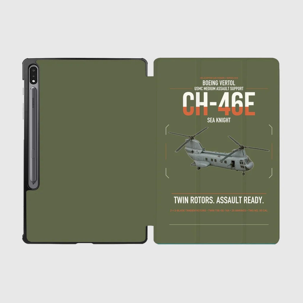 Boeing Vertol CH-46E Sea Knight design on green army samsung tablet tablet case