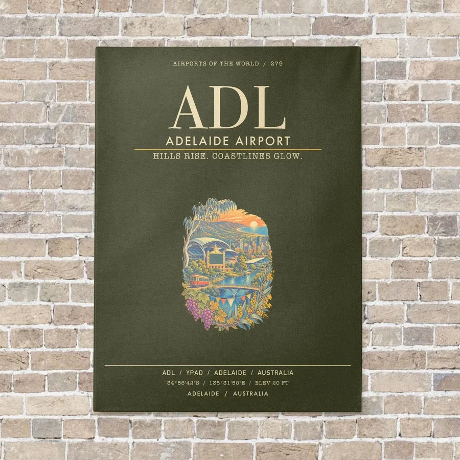 Adelaide Airport ADL - Canvas Framed - Green Army