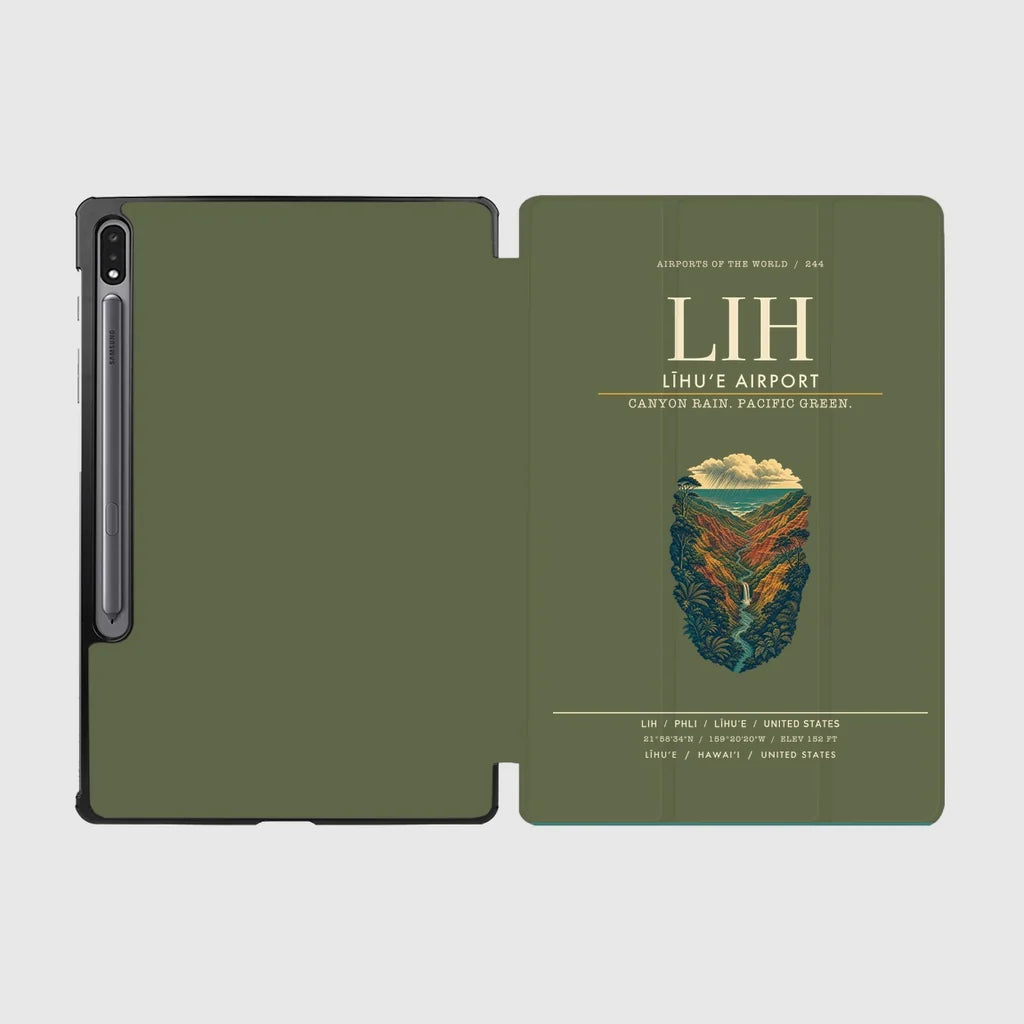 Līhuʻe Airport (LIH) design on green army samsung tablet tablet case
