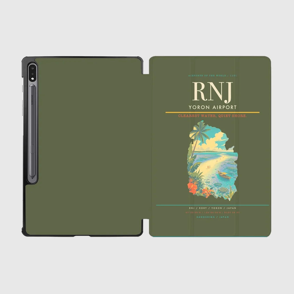 Yoron Airport (RNJ) design on green army samsung tablet tablet case