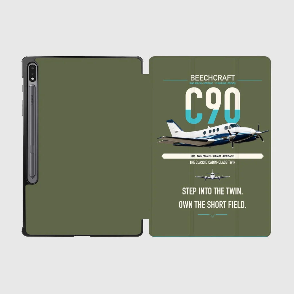 Beechcraft King Air C90 design on green army samsung tablet tablet case