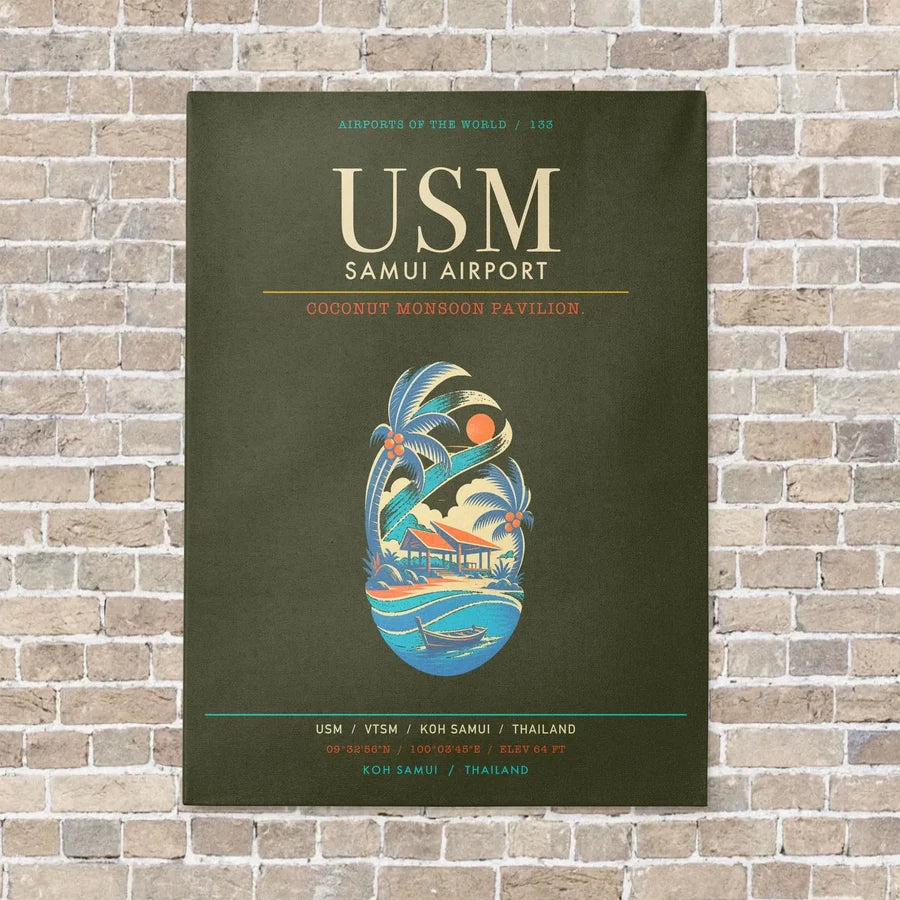 Samui Airport Koh Samui USM - Canvas Framed - Green Army