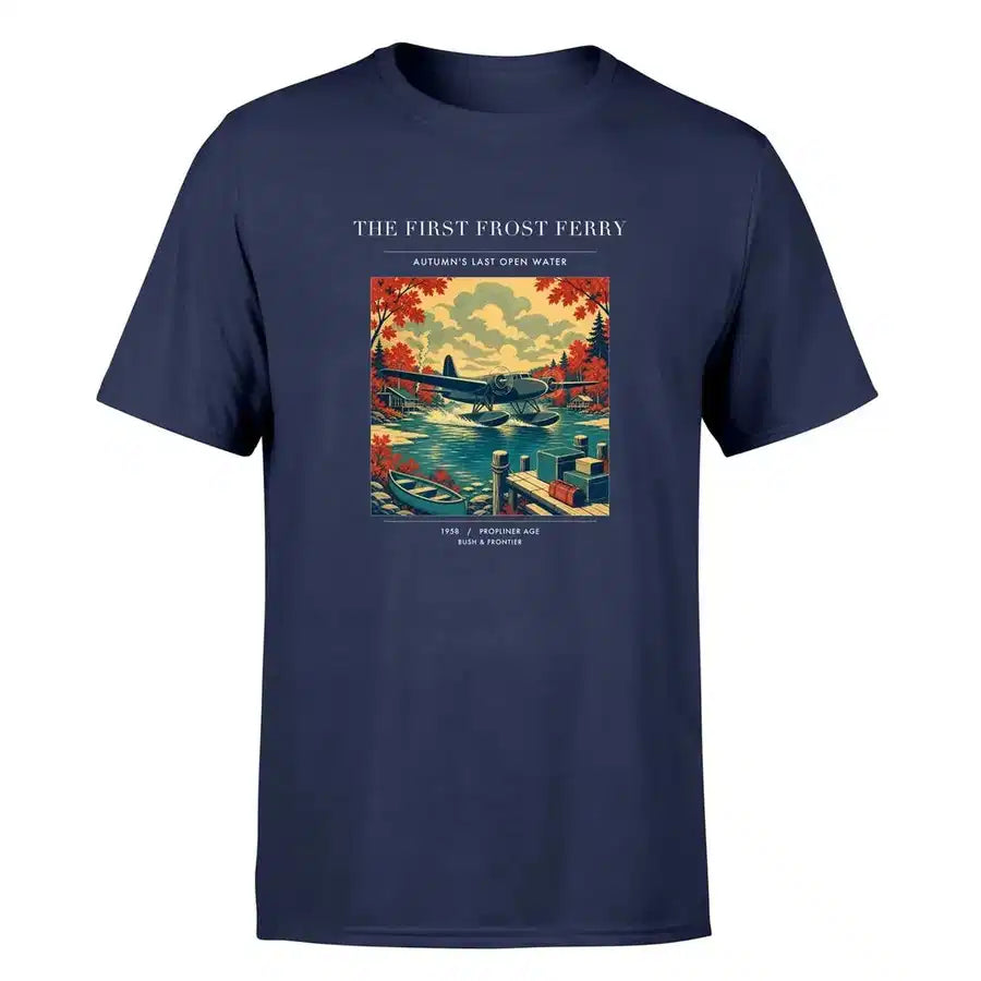 VINTAGE G4433 - The First Frost Ferry - Premium T-Shirt design on navyblue premium t shirt