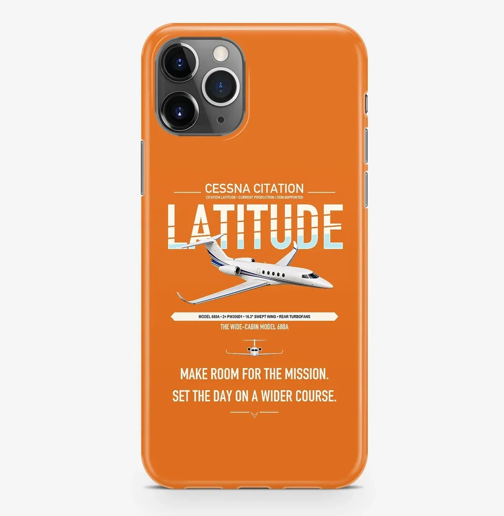 Cessna Citation Latitude design on orange magsafe iphone case, for iPhone Pro Max