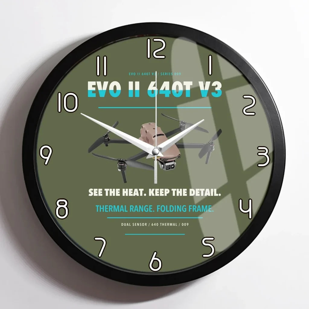 Autel EVO II Dual 640T V3 design on green army framed wall clock