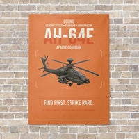 Thumbnail for Boeing AH-64E Apache Guardian vertical canvas print - no frame - orange background