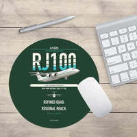 Thumbnail for Avro RJ100 design on dark green round mouse pad