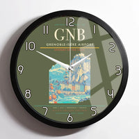 Thumbnail for Grenoble-Isère Airport (GNB) design on green army framed wall clock