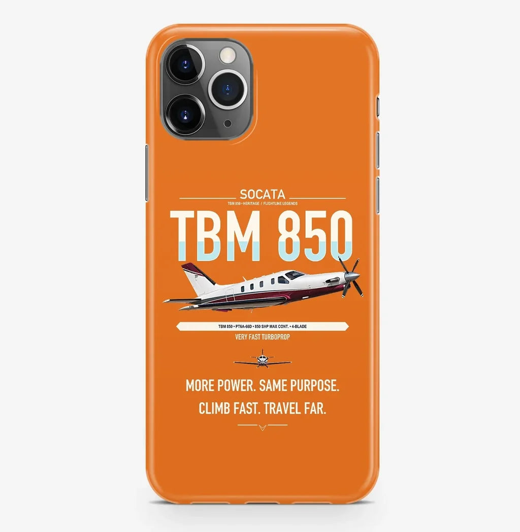 Socata TBM 850 design on orange magsafe iphone case, for iPhone Pro Max