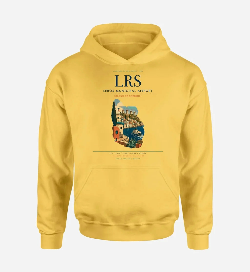 Leros Municipal Airport (LRS) design on yellow hoodie single-side print