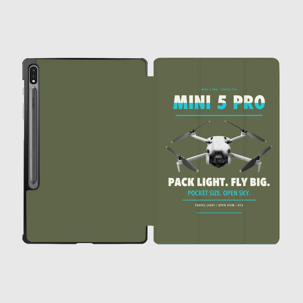 DJI Mini 5 Pro design on green army samsung tablet tablet case