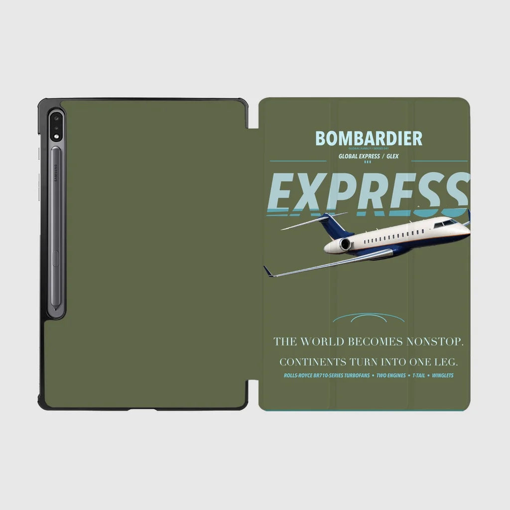 Bombardier Global Express design on green army samsung tablet tablet case