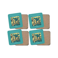Thumbnail for The Flight Kitchen Ballet - Designed Coasters design on turquoise 4-pieces-set