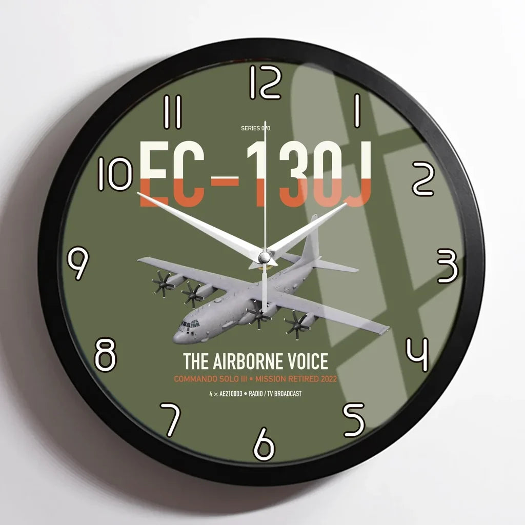 EC-130J Commando Solo III design on green army framed wall clock
