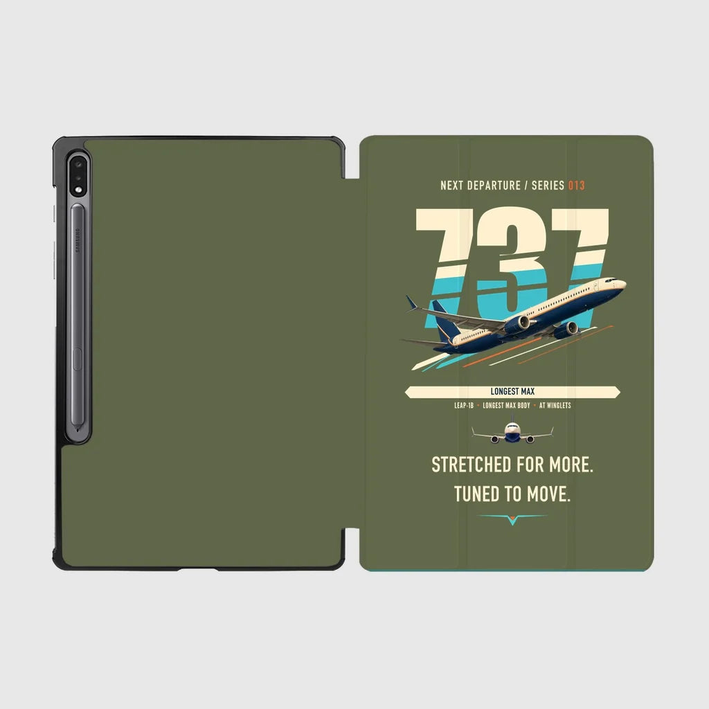 Boeing 737 MAX 10 design on green army samsung tablet tablet case