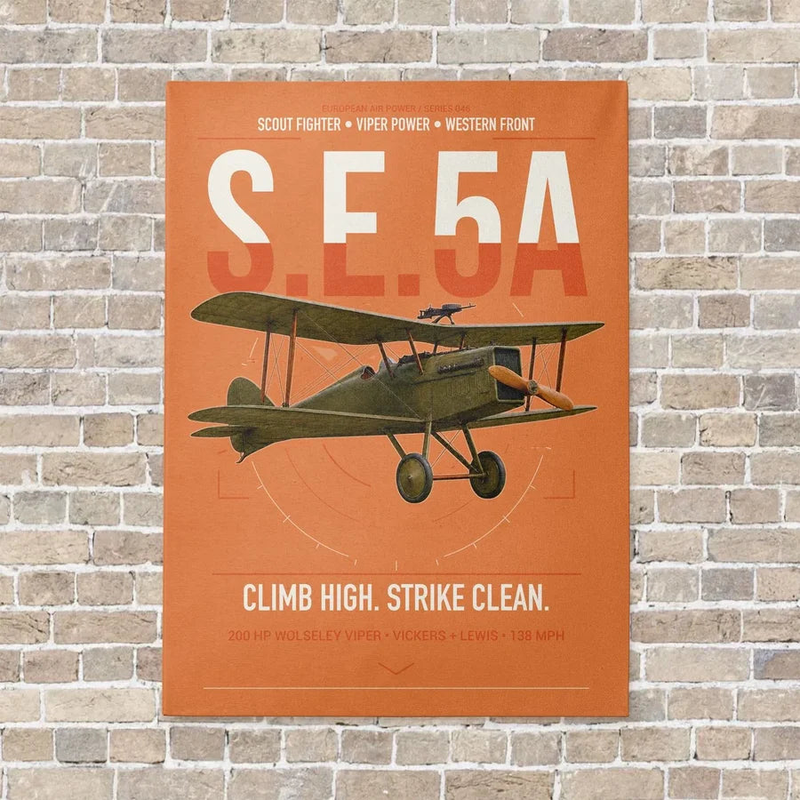 Royal Aircraft Factory S.E.5a vertical canvas print - no frame - orange background