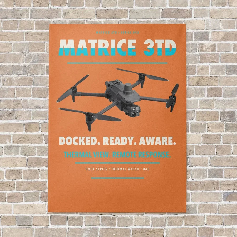 DJI Matrice 3TD vertical canvas print - no frame - orange background