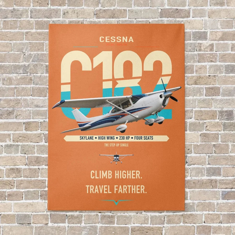 Cessna 182 Skylane vertical canvas print - no frame - orange background
