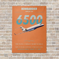 Thumbnail for Bombardier Global 6500 vertical canvas print - no frame - orange background