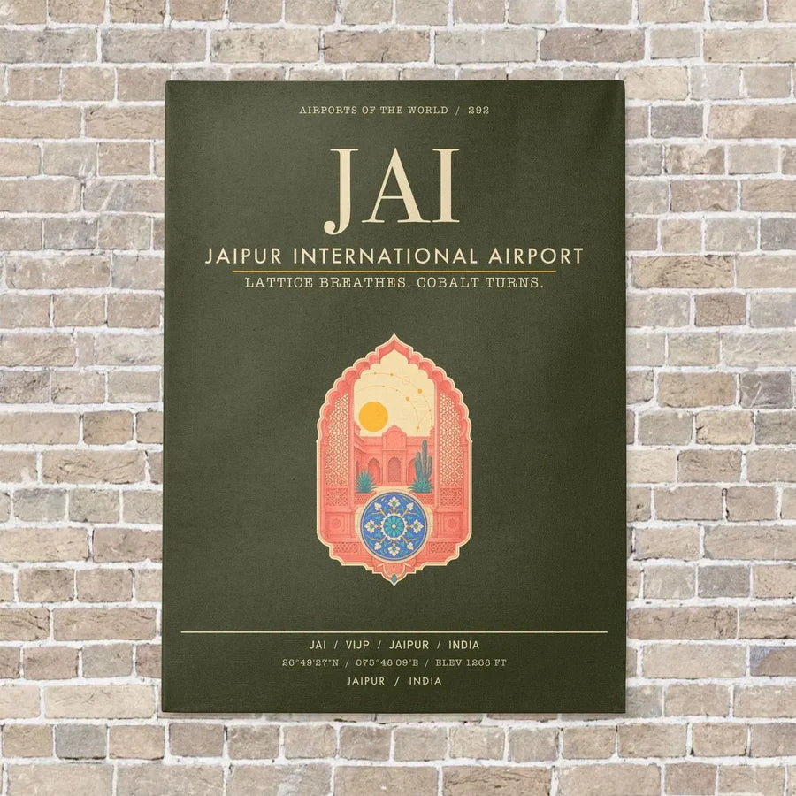 Jaipur International Airport JAI - Canvas Framed - Green Army