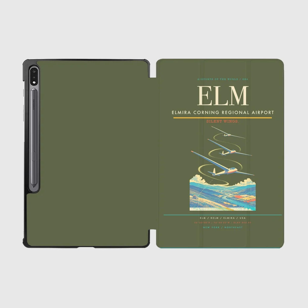 Elmira Corning Regional Airport (ELM) design on green army samsung tablet tablet case