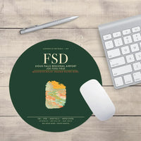 Thumbnail for Sioux Falls Regional Airport Joe Foss Field (FSD) design on dark green round mouse pad