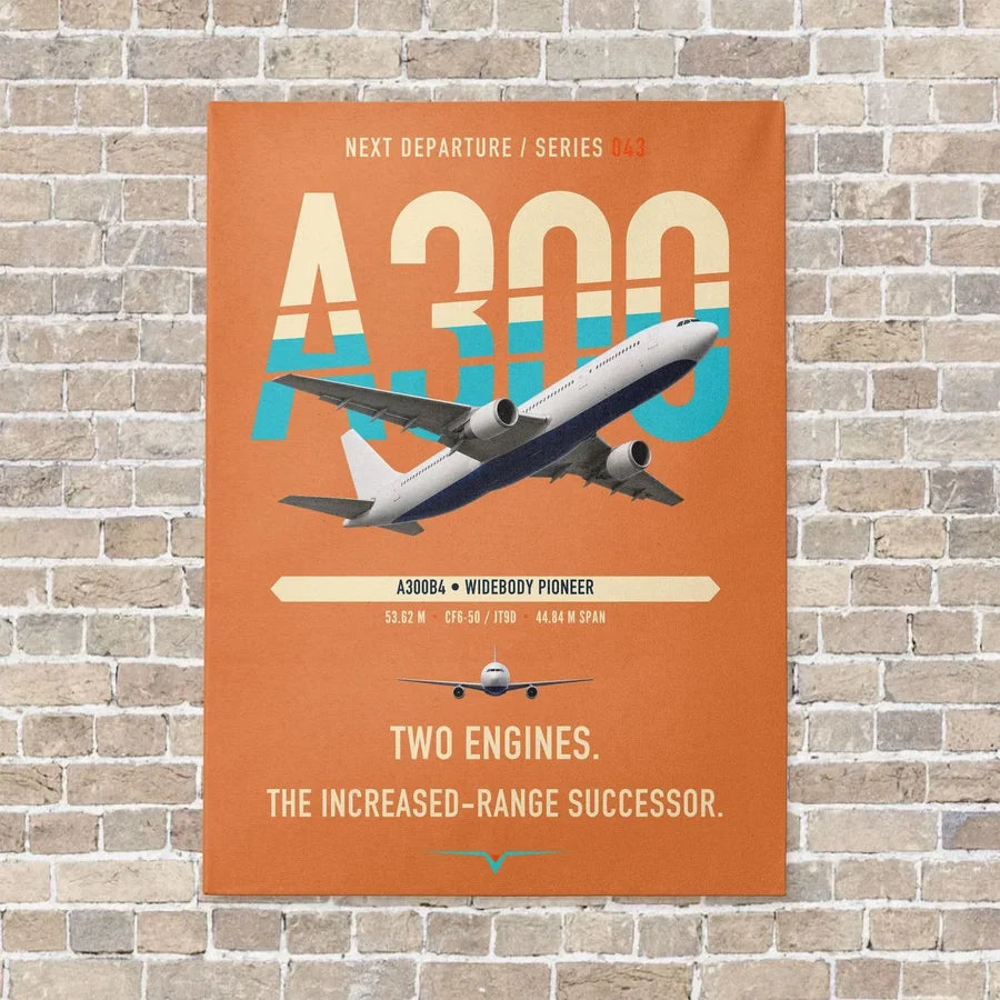 Airbus A300B4 vertical canvas print - no frame - orange background