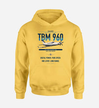 Thumbnail for Daher TBM 960 design on yellow double-side hoodie, single-side print