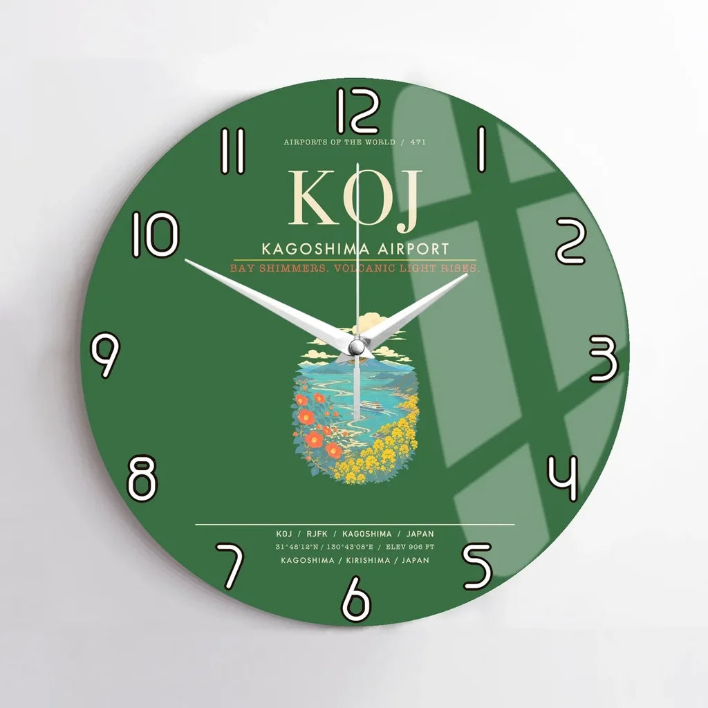 Kagoshima Airport KOJ Wall-Clock No-Frame - Green
