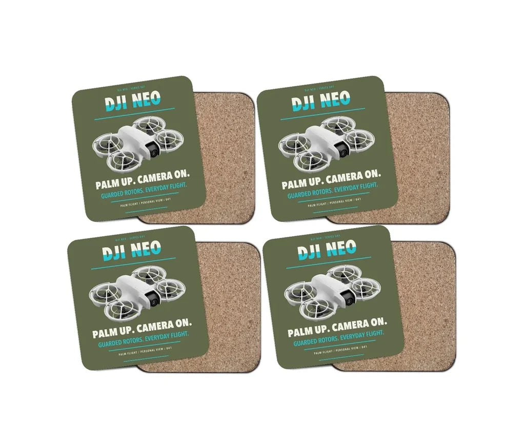 DJI Neo design on green army 4 pieces set coaster