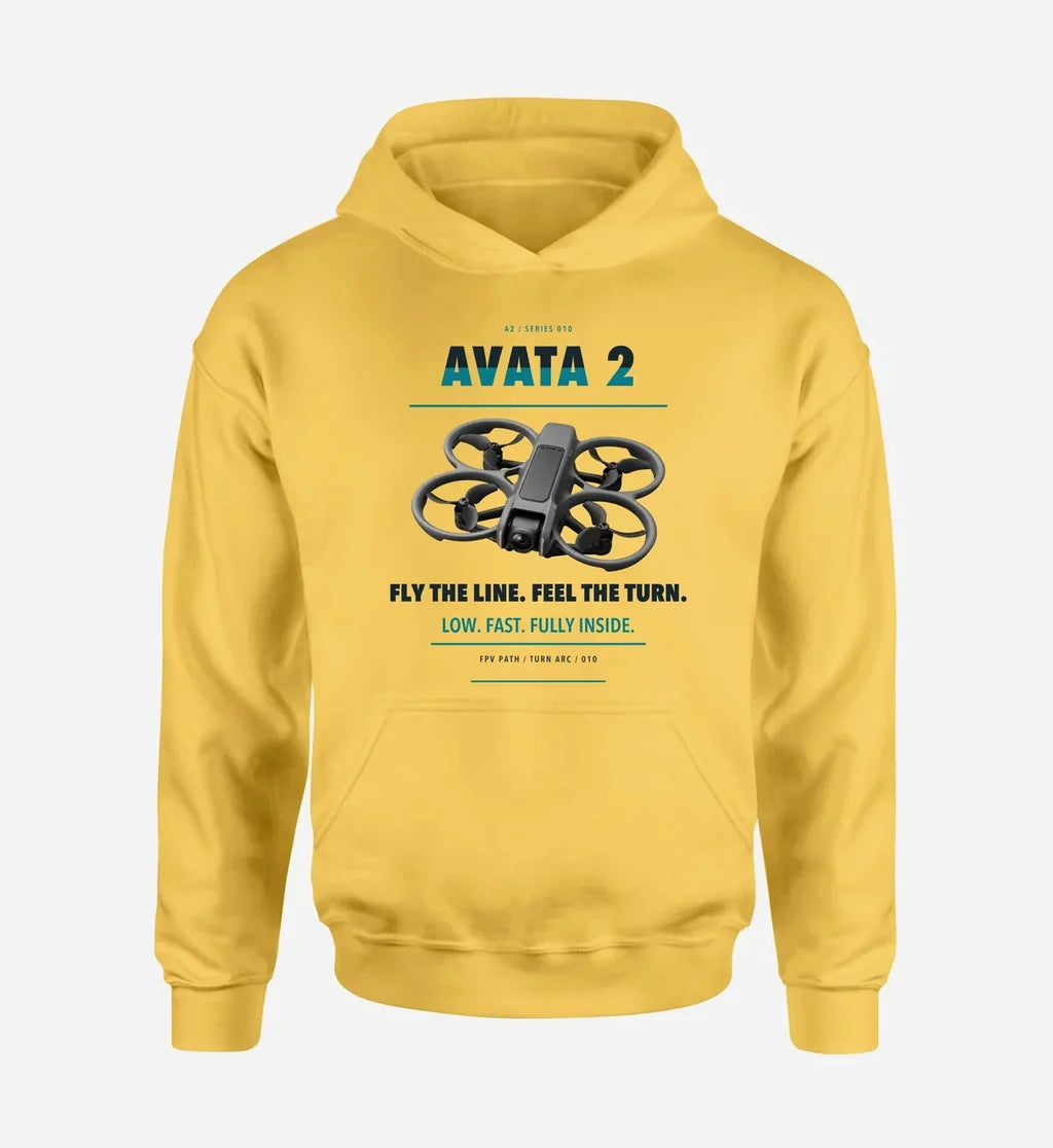 DJI Avata 2 design on yellow hoodie single side