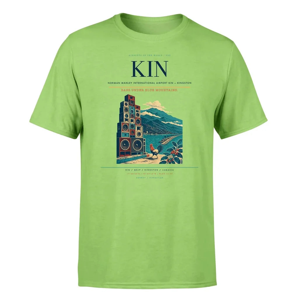Norman Manley International Airport (KIN) T-Shirt single-side front print in Light Green | norman-manley-international-airport-kin-double-side-t-shirt