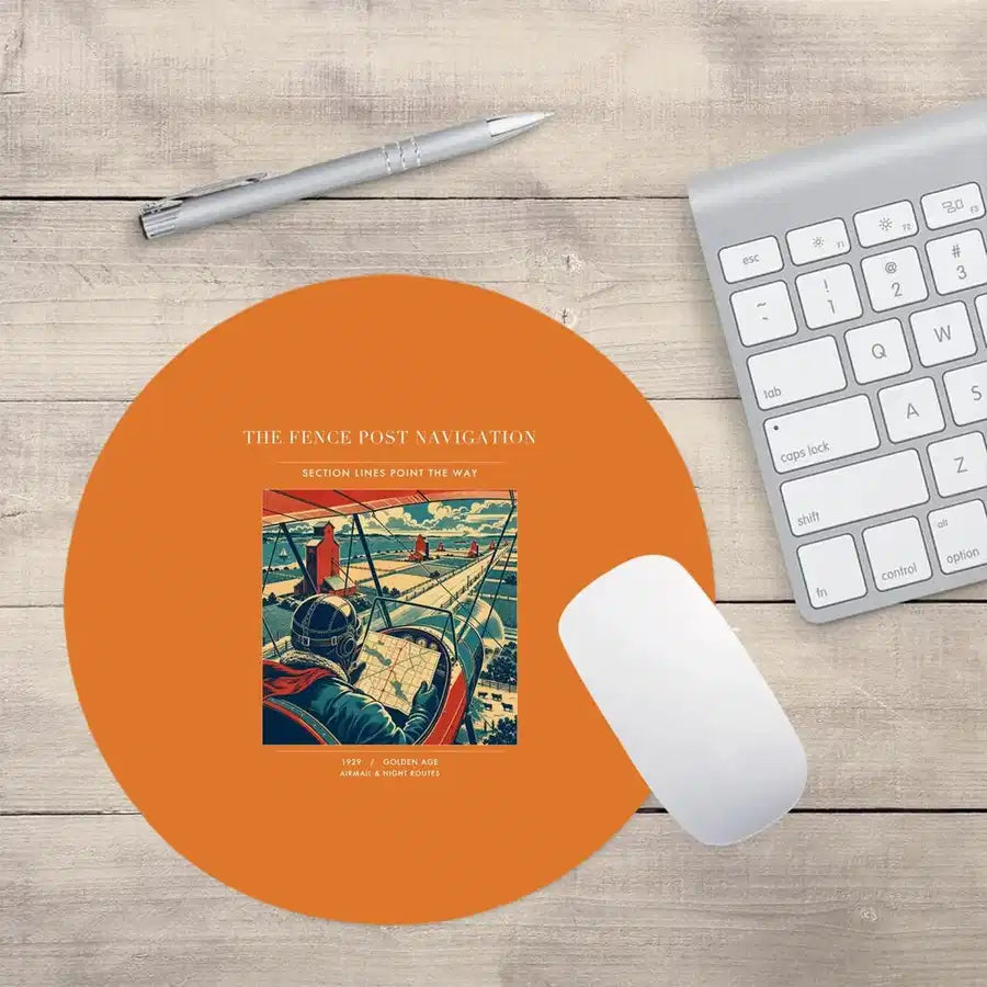 VINTAGE G4390 - The Fence Post Navigation - Designed Mouse Pads design on orange round