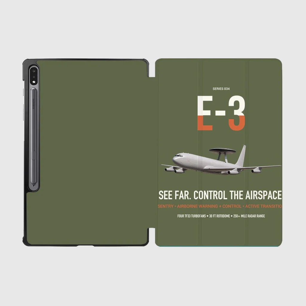 E-3 Sentry AWACS design on green army samsung tablet tablet case