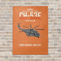 Thumbnail for Sikorsky CH-53E Super Stallion vertical canvas print - no frame - orange background