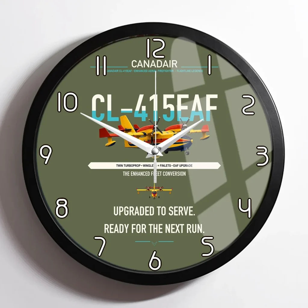 Canadair CL-415EAF design on green army framed wall clock