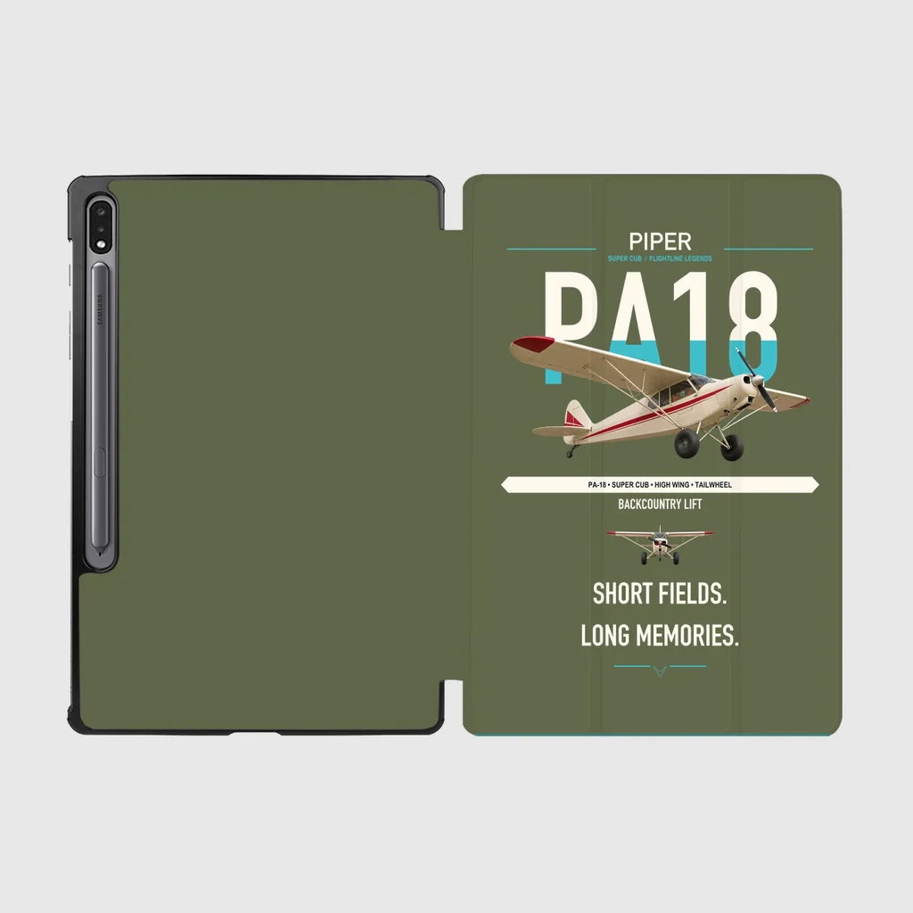 Piper PA-18 Super Cub design on green army samsung tablet tablet case