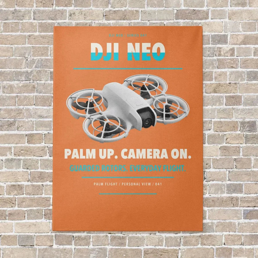 DJI Neo vertical canvas print - no frame - orange background