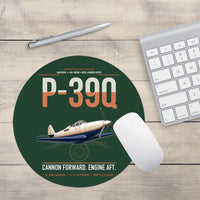 Thumbnail for P-39Q Airacobra design on dark green round mouse pad