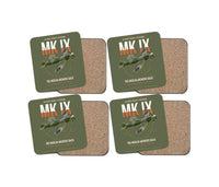 Thumbnail for Supermarine Spitfire Mk IX design on green army 4 pieces set coaster