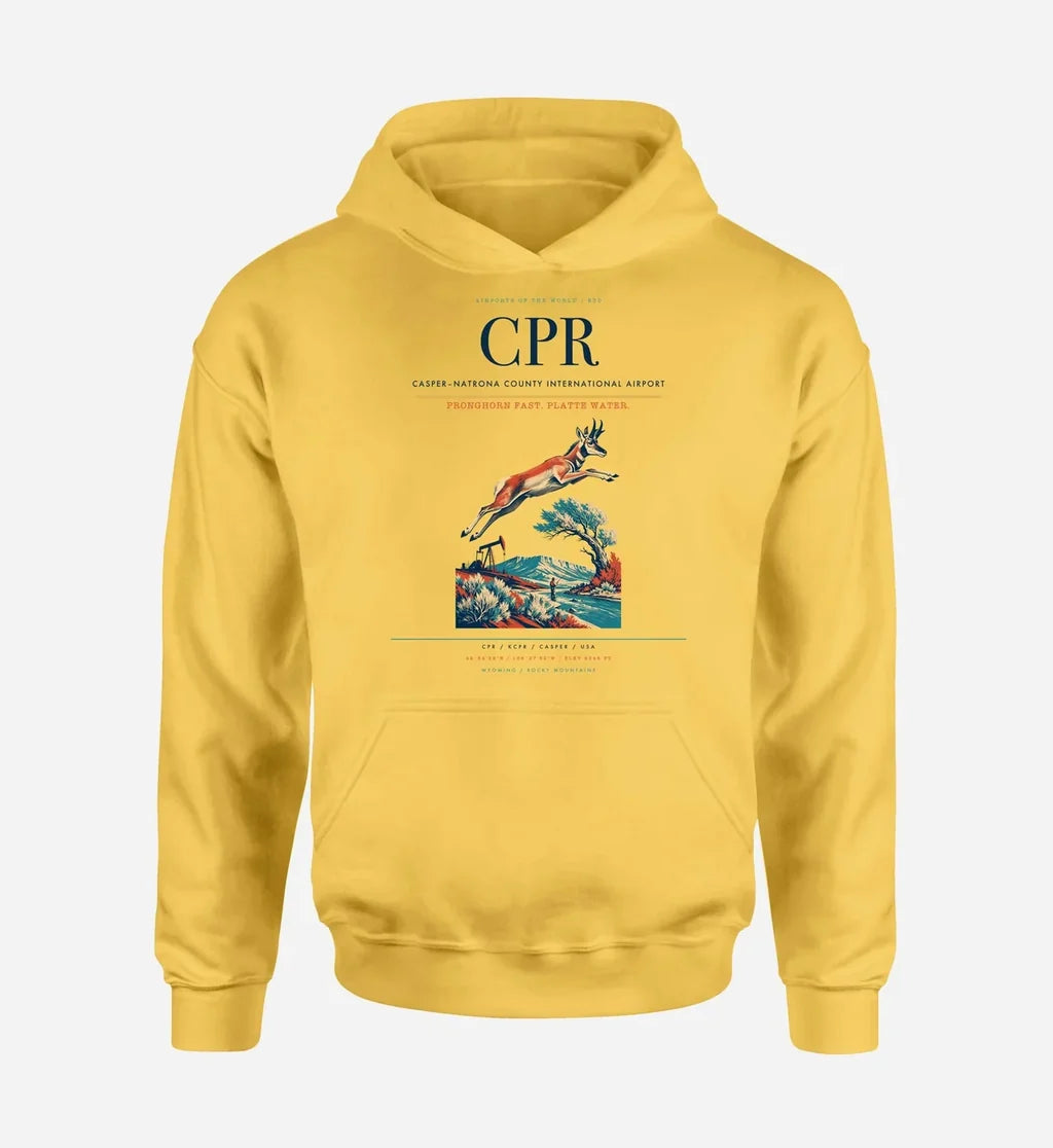 Casper–Natrona County International Airport (CPR) design on yellow hoodie single-side print