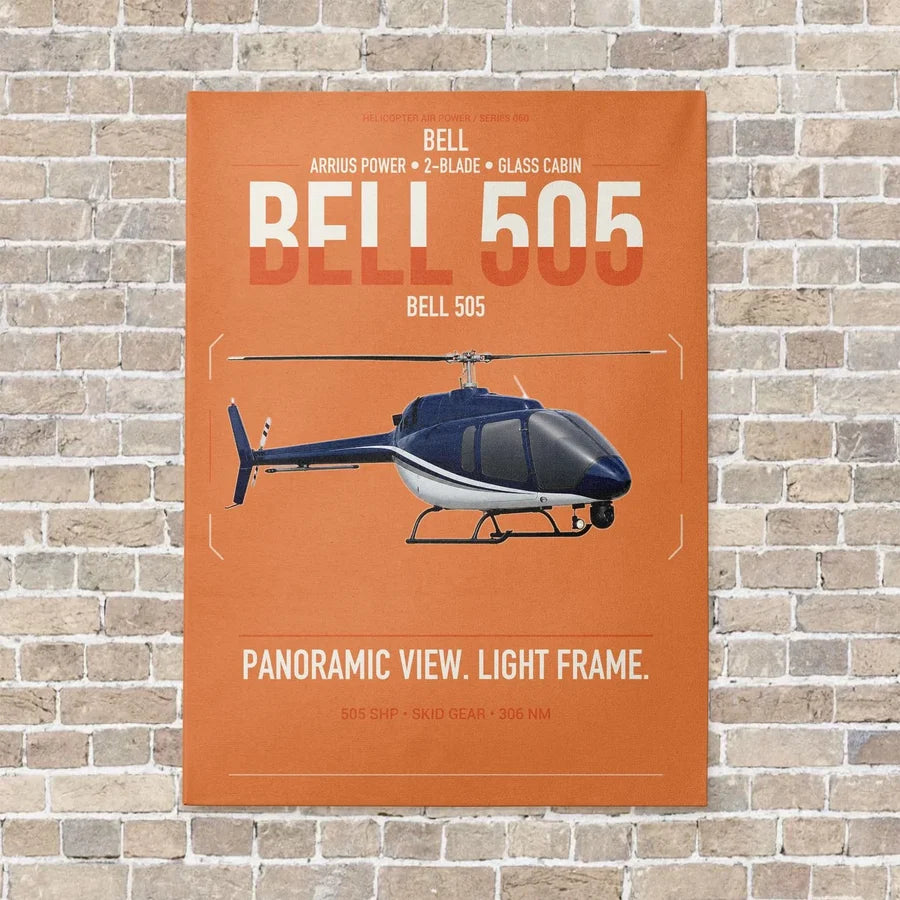 Bell 505 vertical canvas print - no frame - orange background