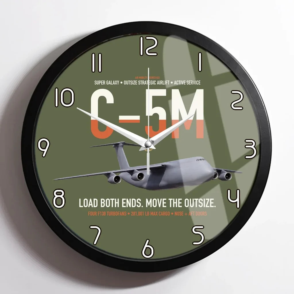 C-5M Super Galaxy design on green army framed wall clock