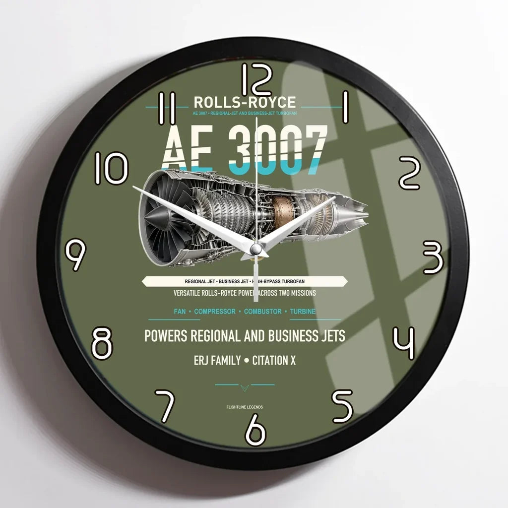 AE 3007 design on green army framed wall clock