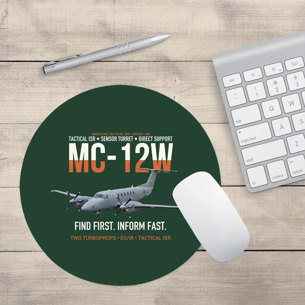 MC-12W Liberty Eyes Over The Ground design on dark green round mouse pad